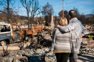 Couple checking ruins after fire disaster.-cm (1)
