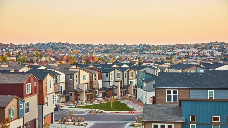 Residential Community in Western USA with Modern Homes at Sunrise-cm